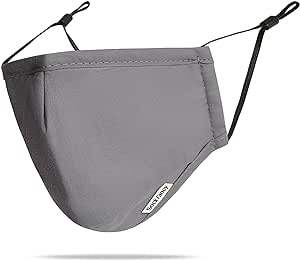 Sock Fancy - Reusable Cloth Face Mask - Fully Breathable Cotton Comfort - Adjustable Nose Fit - Machine Washable - With Filter Layer (Slate Gray, Kids)