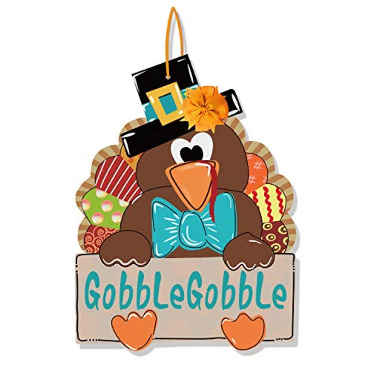 Funnlot Thanksgiving Door Decorations Thanksgiving Wreath for Front Door Turkey Door Hanger Thanksgiving Door Hanger Gobble Gobble Sign Thanksgiving Door Wreath Thanksgiving Party Decorations