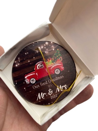 Our First Christmas As Mr & Mrs 2022 Ornament New Grandpa Grandma Xmax Tree Decoration - Car Christmas - First Time Mr & Mrs Gift - Ceramic Ornament Both Sides