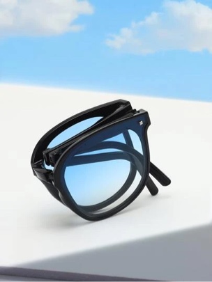 Dollger Foldable Sunglasses Black Frame Blue Lens 