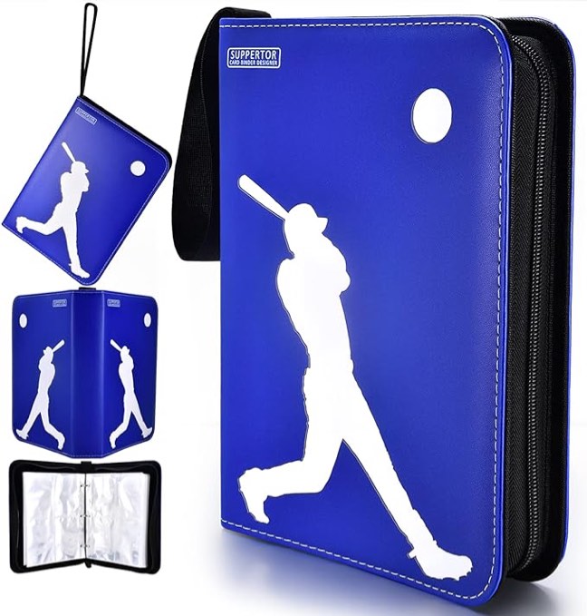 Baseball Card Binder 520 Pockets - Large Capacity Baseball Card Album with Durable PU Leather Cover, Water-Resistant, Scratch-Proof, and Smooth Zipper