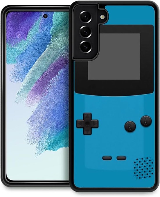 JULY RAIN Compatible with Samsung Galaxy S21 Plus Case,Blue Gameboy Color Pattern Ultra Protection Shockproof Soft Silicone TPU Non-Slip Back for Samsung Galaxy S21 Plus