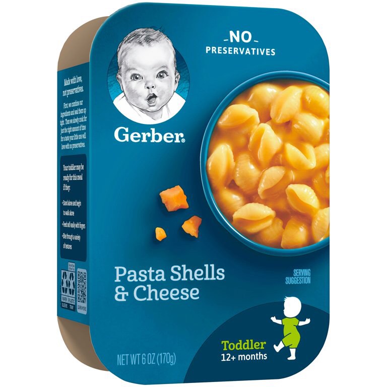 (6-Pack) Gerber Lil' Meals, Pasta Shells and Cheese Tray, 6 oz
