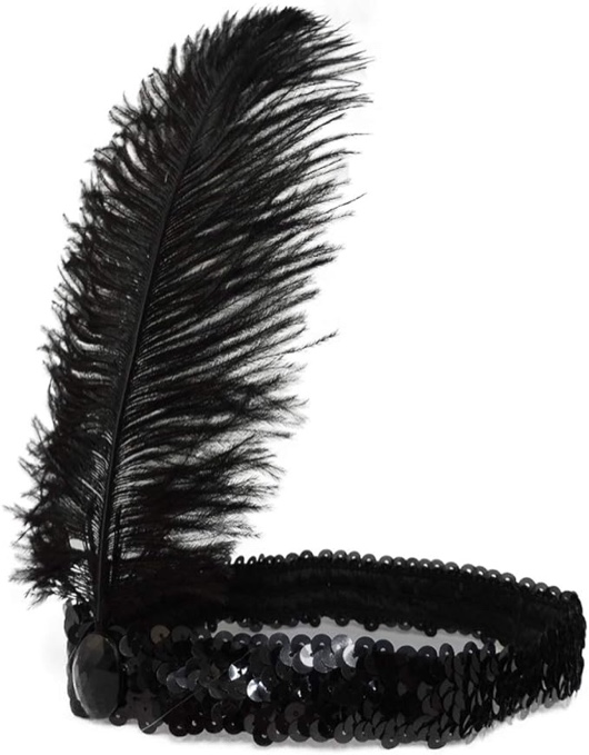 BLUE GARLIC 1920s Flapper Headband Bulk Ostrich Feather Headpieces Roaring 20s Gatsby Costume for Party New Year Christmas