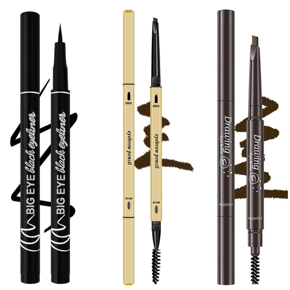 3pcs Eyebrow Tattoo Pencil, Eyeliner Pencil Long Lasting Waterproof and Smudgeproof Natural Looking Brows (Coffee)