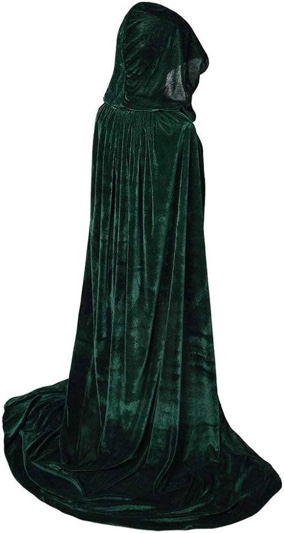 Kaili Beier Hooded Cape Cloak Halloween with Hood Cape Long Velvet Vampire Adult Halloween Christmas Cosplay Costume Unisex Green