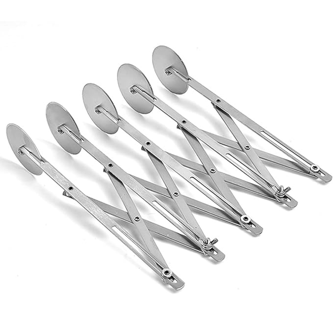 5 Wheel Stainless Steel Pizza Knife Wheel Knife Cutter Adjustable Dough Divider for Pastry Pizza Pasta Cakes Cookies Kitchen Baking Tool