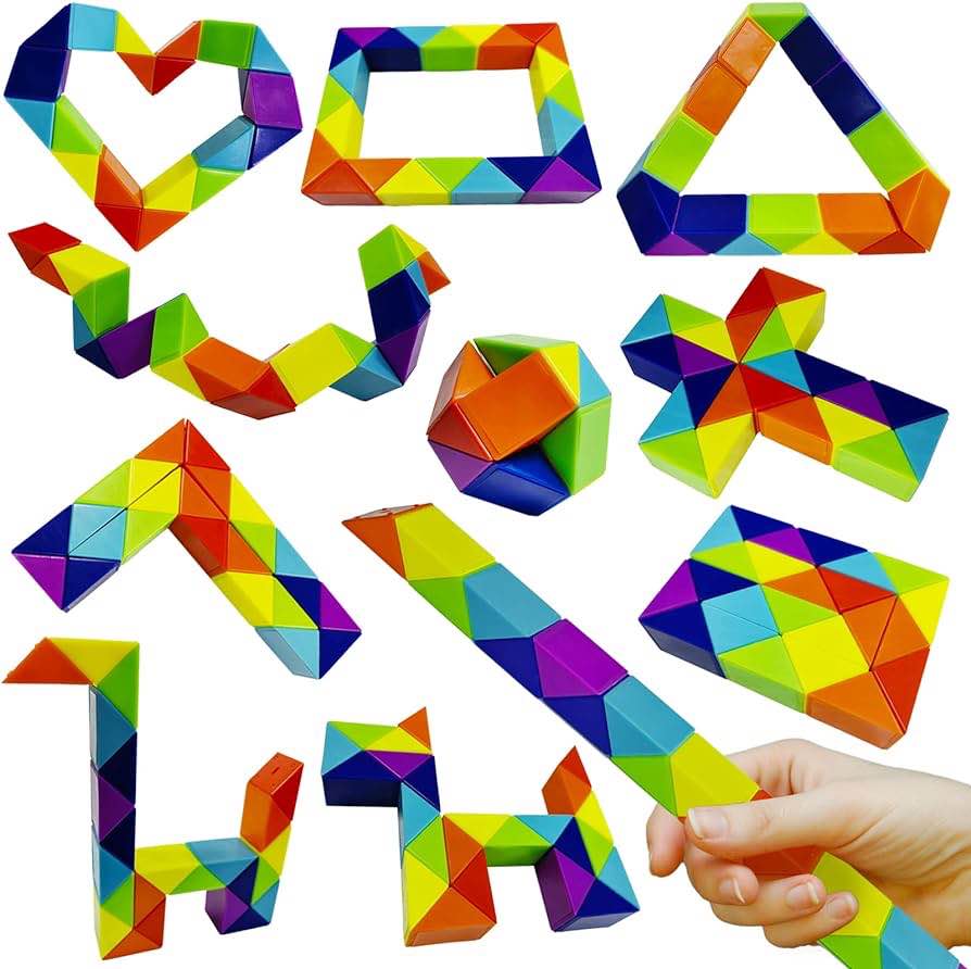 10PCS Large Size Rainbow Snake Cube Magic Sensory Fidget Toys Collection Brain Teaser Stocking Stuffers Party Favors Goodie Bags Stuffers and Classroom Prizes Halloween for Kids…