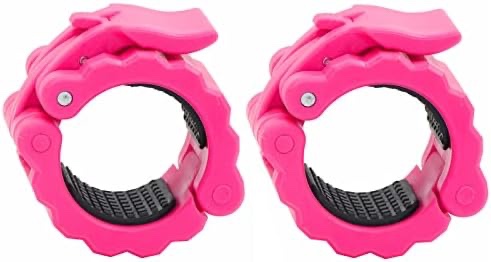 Greenseven Weight Clamps Gym Bar Clip - 2 inch Barbell Clamps Olympic Collar, Quick Release Lock Barbell Clips for Weightlifting Squat Bar, Workout Exercise Training Powerlifting (Pink)