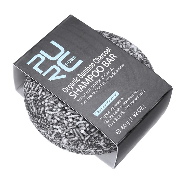 60g Black Organic Bamboo Charcoal Soap Shampoo Bar Hair Deep Cleansing For Gray White Hair Anti Hair Loss Replenish hydration