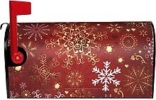 JOYIDEC Mailbox Covers — Magnetic, Standard Size, Waterproof Christmas Gold Snowflakes — Winter Mailbox Wraps Post Letter Box for Courtyard, Garden, Yard, Fence Decor (21x18 inches, Red)