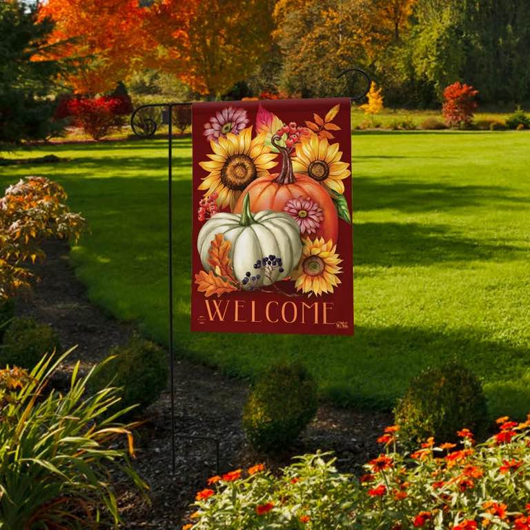 Fall Garden Flag Floral — Welcome Garden Flag (Design May Vary)