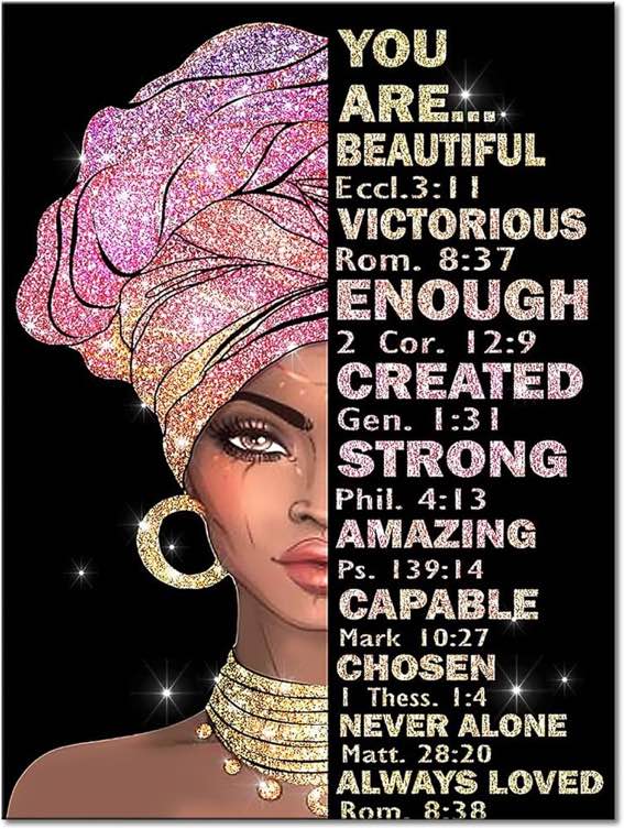 Studio4Walls-Inspirational African American Wall Art Black Woman Beauty Painting Canvas Prints Living Room Bedroom Bathroom Frame decor Home Decoration