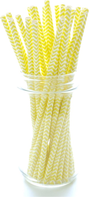 Summer Beach Party Decorative Yellow Chevron Stripe Straws