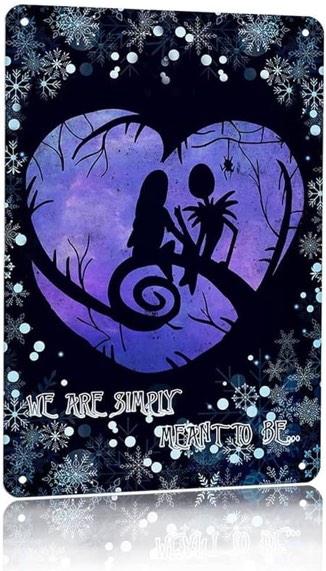 RIFOSA Loving Couple Jack and Sally We are Simply Meant to Be Quotes Metal Tin Sign - Retro Wall Decor for Home, Office, Bars, Restaurants, Cafes, Shops, Pubs, Clubs - 30, 6 x 8 inch