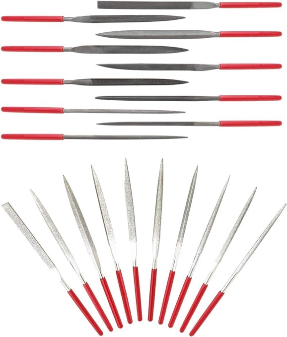 2 Sets Carbon Steel File and Diamond File(Total 20pcs), AIPRODA Hardened Alloy Strength Steel Mini Needle File Set for Shaping Metal, Wood, Jewelry, Model, DIY and Nearly All Uses