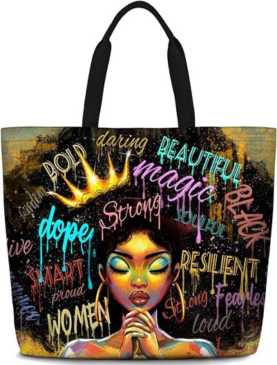 Women Tote Bags African American Women Satchel Handbags Black Girl Magic Shoulder Bag Large Capacity For Gym Travel Shopping