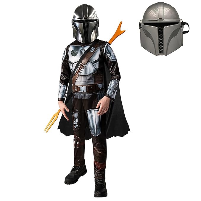 iminfit Star Wars Mandalorian Costume — Kids Mandalorian Costume with Helmet and Cloak for Children Halloween Cosplay (25/27)