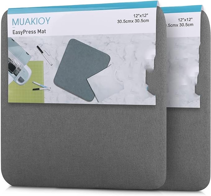 Heat Press Mat 12"x12" Compatible with Cricut Easypress 2/Easypress, Portable Protective Heat-Resistant Mat for Craft Vinyl Ironing Insulation Vinyl Transfer Projects - Gray (2 Pack)