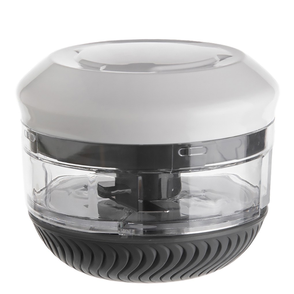 TureClos Manual Garlic Chopper Kitchen Mini Rotating Grinder Food Twister Hand Held Fruits Mincer, Grey White