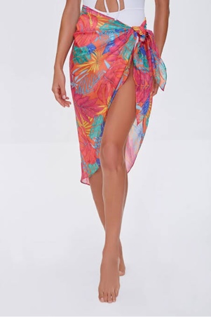 Bolder Frida Printed Short Sarong Cover-up with Frills