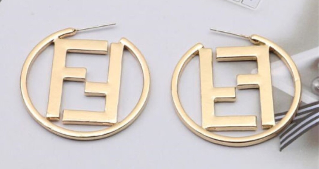Earrings 3.5cm 4cm 5cm Round Large Trend F Letter Design Earrings