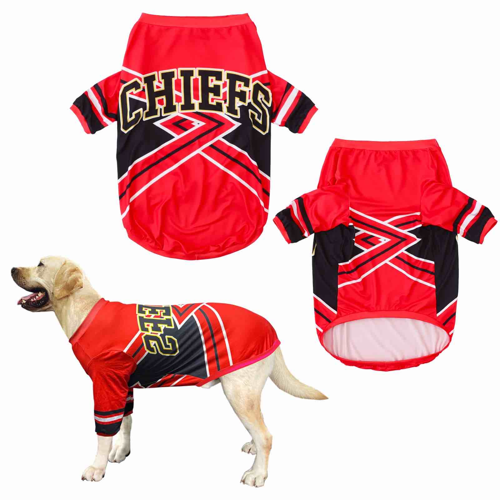PriPre Dog Red T Shirts Chiefs Pattern Printed Pet Shirt Softable Pajamas for Large Dogs (3XL, Chiefs)