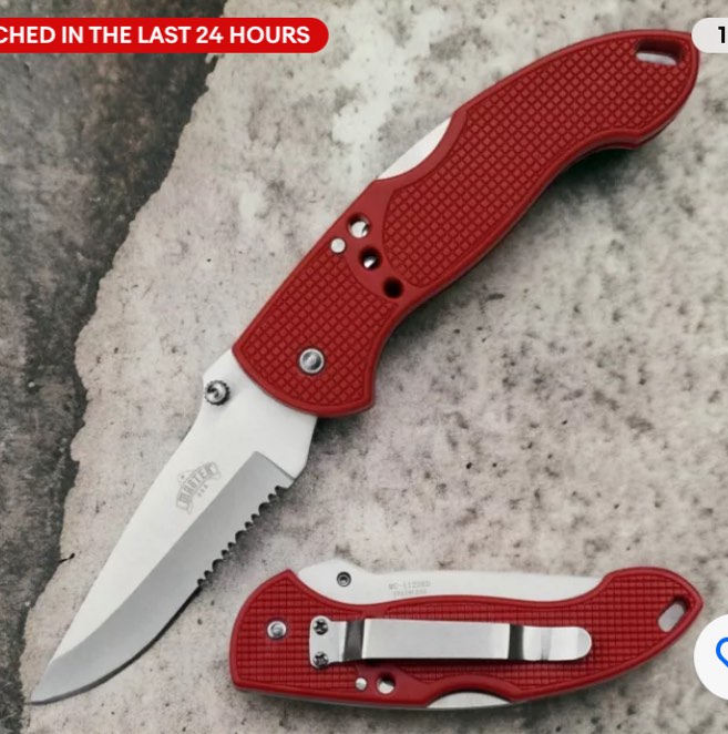 Master Cutlery MU-1123RD Value Lockback Serrated Blade Stainless Steel Red