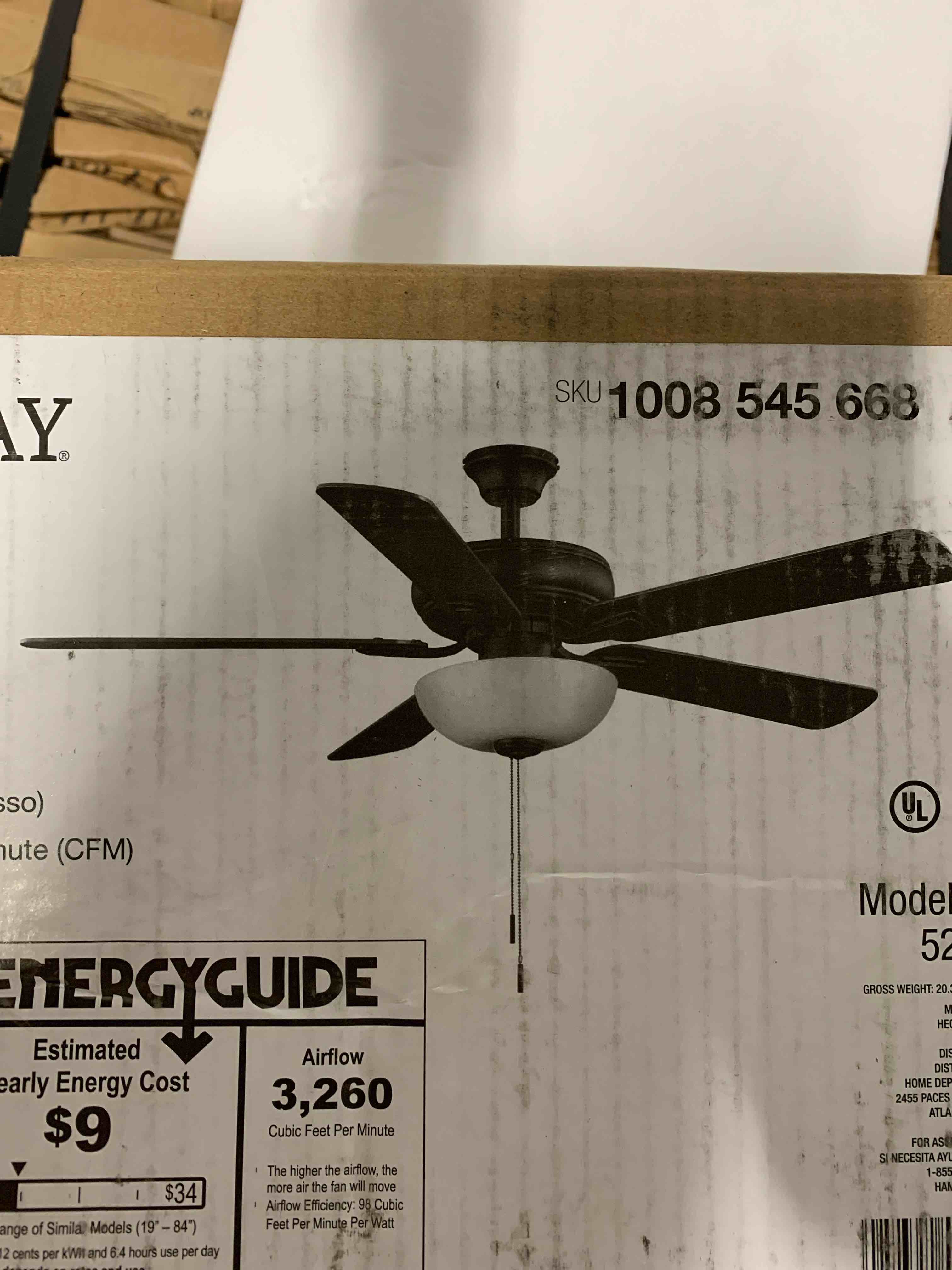Hampton bay 52in ceiling fan Rothley II Model 52059