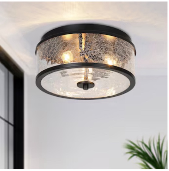 ZEVNI Jubal 3-Light 12-in Matte Black Lighting Fixture For Bedroom LED Flush Mount Light