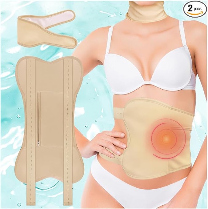 Castor Oil Pack Wrap, 5PCS Castor Oil Packs for Liver Detox Thyroid Breasts Knee, Reusable Anti Oil Leak Organic Castor Oil Compress Kit with Elastic Strap,Skin-friendly/Universal Fit/Machine Washable