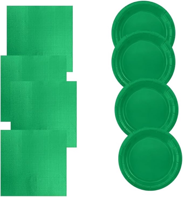 40pcs greener Party Supplies,include 20 dessert plate, 20 Napkin,Used for Boys and girls greener Birthday Party Decoration