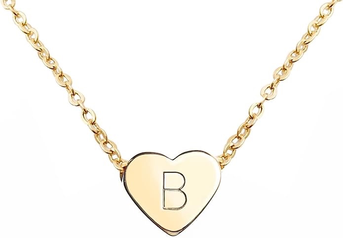 (Letter B) MignonandMignon Initial Necklaces for Women -14K Gold Plated Alphabet Necklace Fine Gold Name Necklace-Personalized Women's Initial Pendant Necklace-Trendy Gold Jewelry