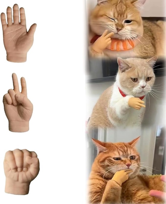 LBXX NEW Cat Mini Hands, Little Cat Hands, Interactive Cat Toy, Rock Paper Scissors, Human Cat Interaction, Fun and Realistic Puppetry Little Finger Hands