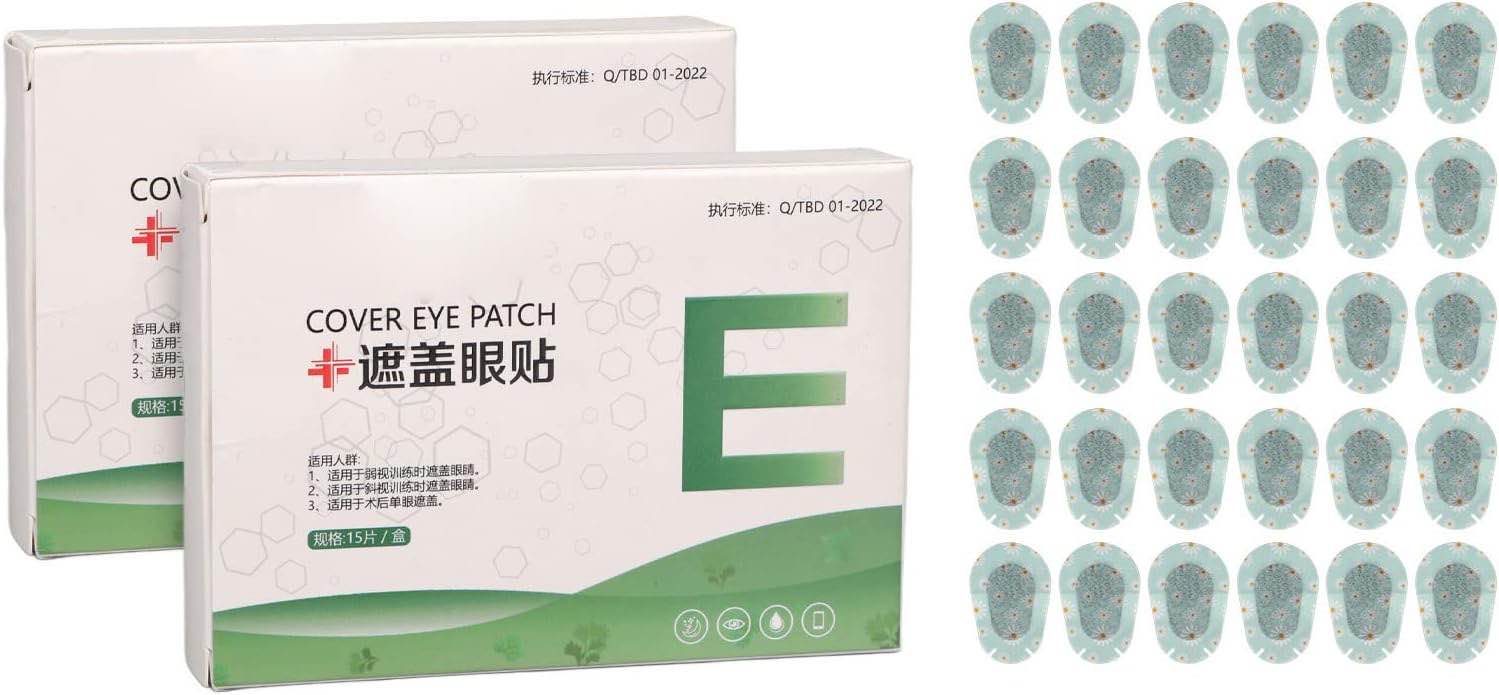 30pcs Sticky Eye Patches for Kids, Adhesive Eye Patch Breathable Disposable Kids Eye Patches for Amblyopia Vision Correction