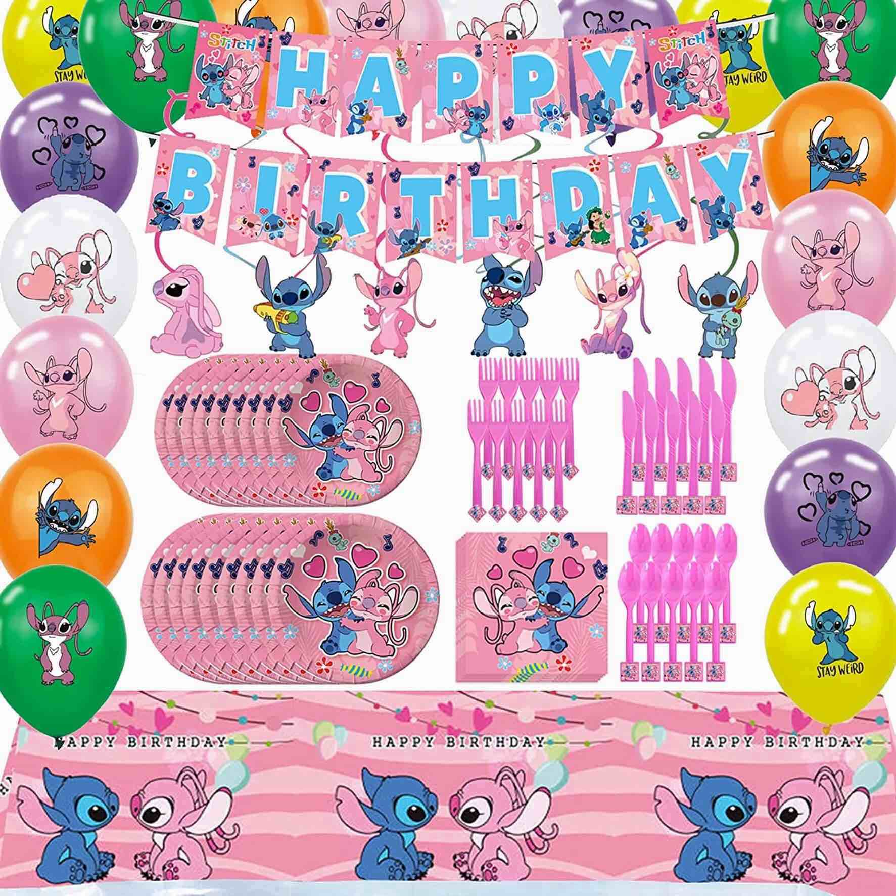 142Pcs Birthday Party Decorations Tableware, Including Banner, Tablecloth, Plates, Napkins, Cups, Forks and Knives (Pink-2)