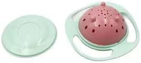 EZ 360 Degree Rotation Gyro Plastic Bowl. Spill Free Bowl For Baby, Toddler And Kid. Matching Lid Included. (Light Green)