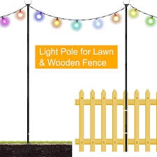String Light Pole - Steel Poles for Outdoor String Lights Hanging, Garden, Backyard, Patio Lighting Stand for Parties, Christmas, Wedding