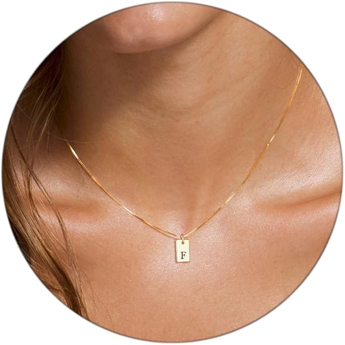 MignonandMignon Initial Necklaces for Women -14K Gold Plated Alphabet Necklace Fine Gold Name Necklace-Personalized Women's Initial Pendant Necklace-Trendy Gold Jewelry (Letter F)