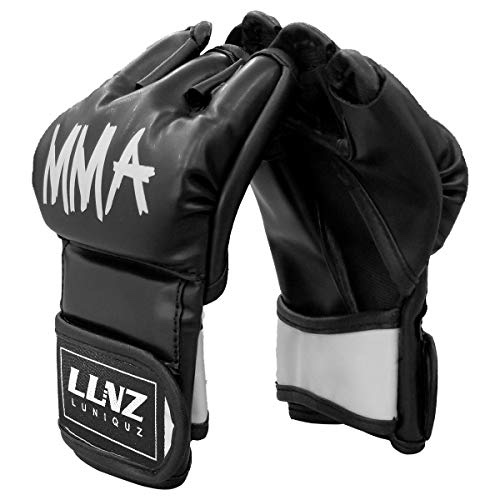 MMA Gloves for Kids Punching Bag Boxing Sparring Grappling, Half Finger with Thick Padding Long Wrist Wrap