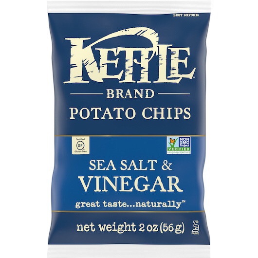 Kettle Foods Salt & Vinegar Potato Chips, 2 Ounces, 6 per case,