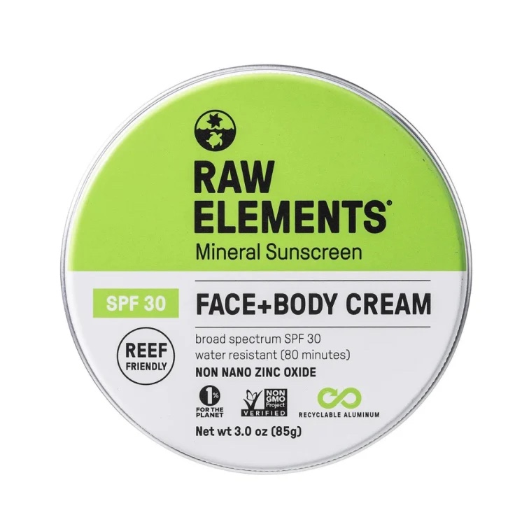 Raw Elements Face and Body Mineral Sunscreen SPF 30 Tube, Organic Sunblock Daily Protection, Non Toxic Reef Safe, Water Resistant, Cruelty Free