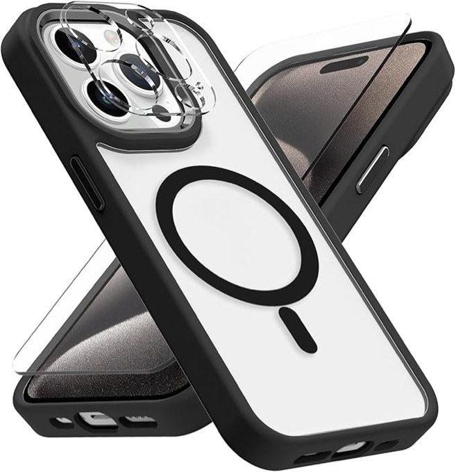 Magnetic Clear Case for iPhone 14 Pro Max,[Compatible with MagSafe] [Screen Protectors+Camera Protector] [Not-Yellowing] Slim Shockproof Protection