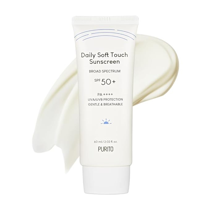 PURITO Daily Soft Touch Sunscreen 60ml Face Sunscreen Oil Free UVA & UVB Protection Lightweight and Oil Free Korean Sunscreen For All Skin Type and Vegan & Cruelty-Free