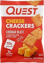 Quest Nutrition Cheese Crackers, Cheddar Blast, 10g Protein, 5g Net Carbs, 1g Sugar, Made with Real Cheese, 12 Packs (1.06 oz bags)