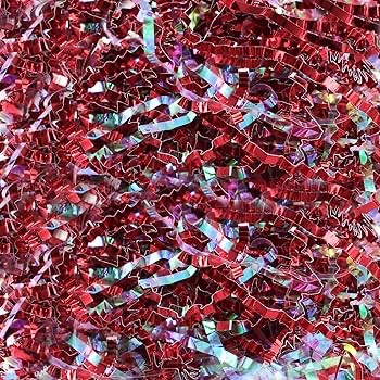 Soiprva 1/2 LB Red silver Crinkle Cut Paper Filler Shred for Gift Box, Sparkling Shredded Paper Raffia Tissue, Craft Cushion for Christmas Wedding Valentines Day Gift Basket Bag Packaging.