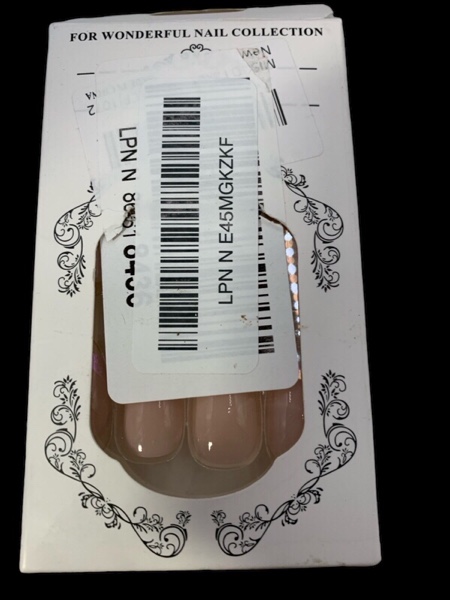 24 Pcs False Nails Nature Full Cover Acrylic Nude Glue on Nails Stick on Nails for Women