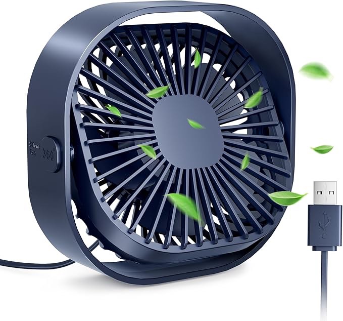 Mini Desk USB Fan Small: Mini USB Desk Fan Portable Small fan 3 Speeds Desktop Fans 4 Inch Quiet Cooling 360° Rotate Mini Table Fan - Office Bedroom Home