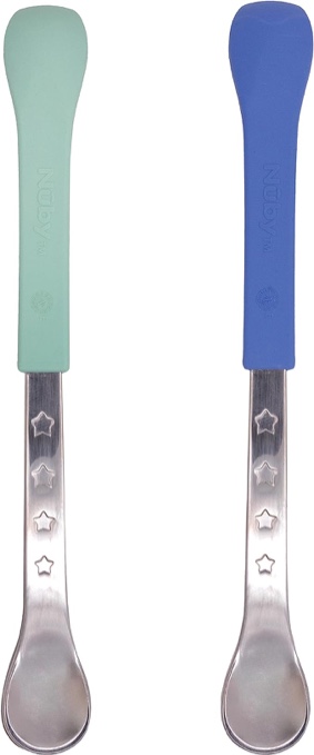 Nuby Heat Sensitive 2-N-1 Dual Ended Spoons - 2 pack, Boy