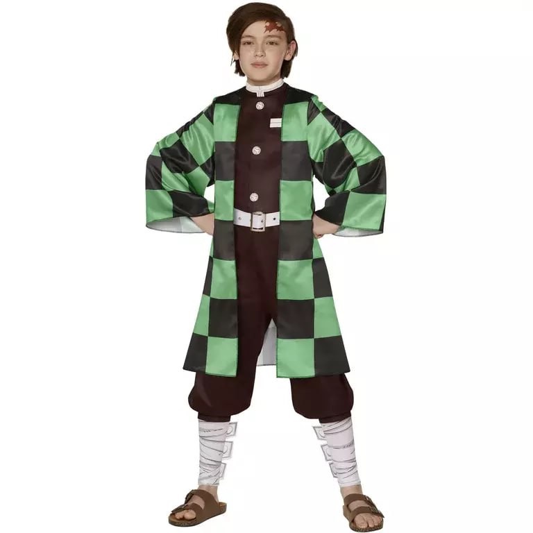Demon Slayer Kimetsu No Yaiba Tanjiro Boys Halloween Costume Cosplay LG 10-12